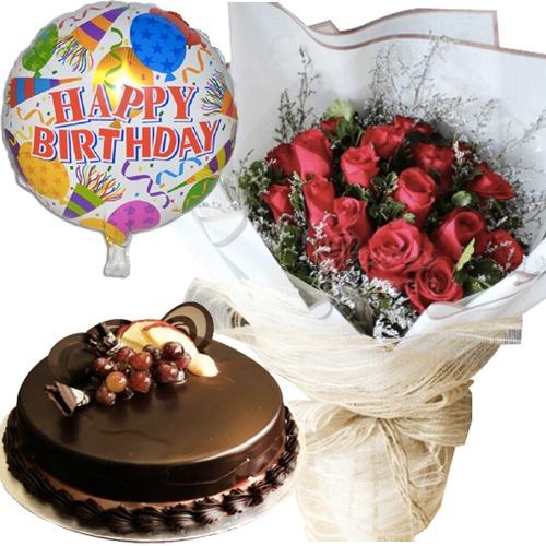 18 Red Roses, 1 kg Cake and FREE Balloon product1473